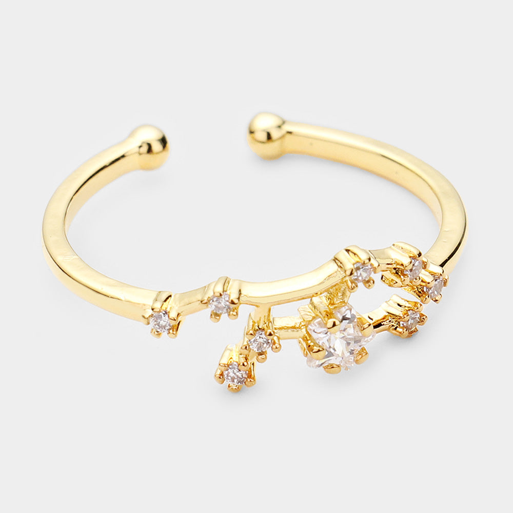 iLLASPARKZ SECRET BOX _ 14K GOLD DIPPED CZ ZODIAC SIGN VIRGO RING