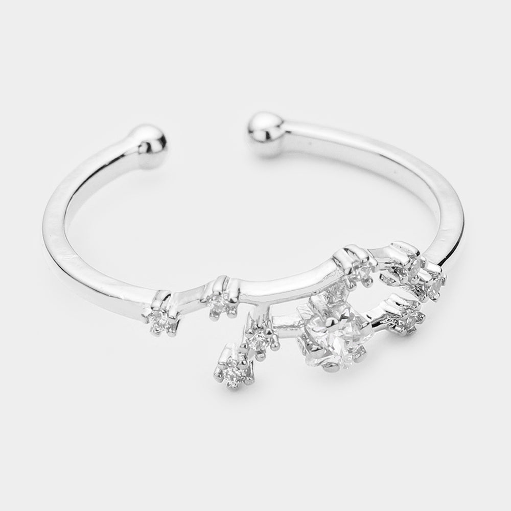 iLLASPARKZ Secret Box _ Sterling Silver Dipped CZ Zodiac Sign Virgo Ring