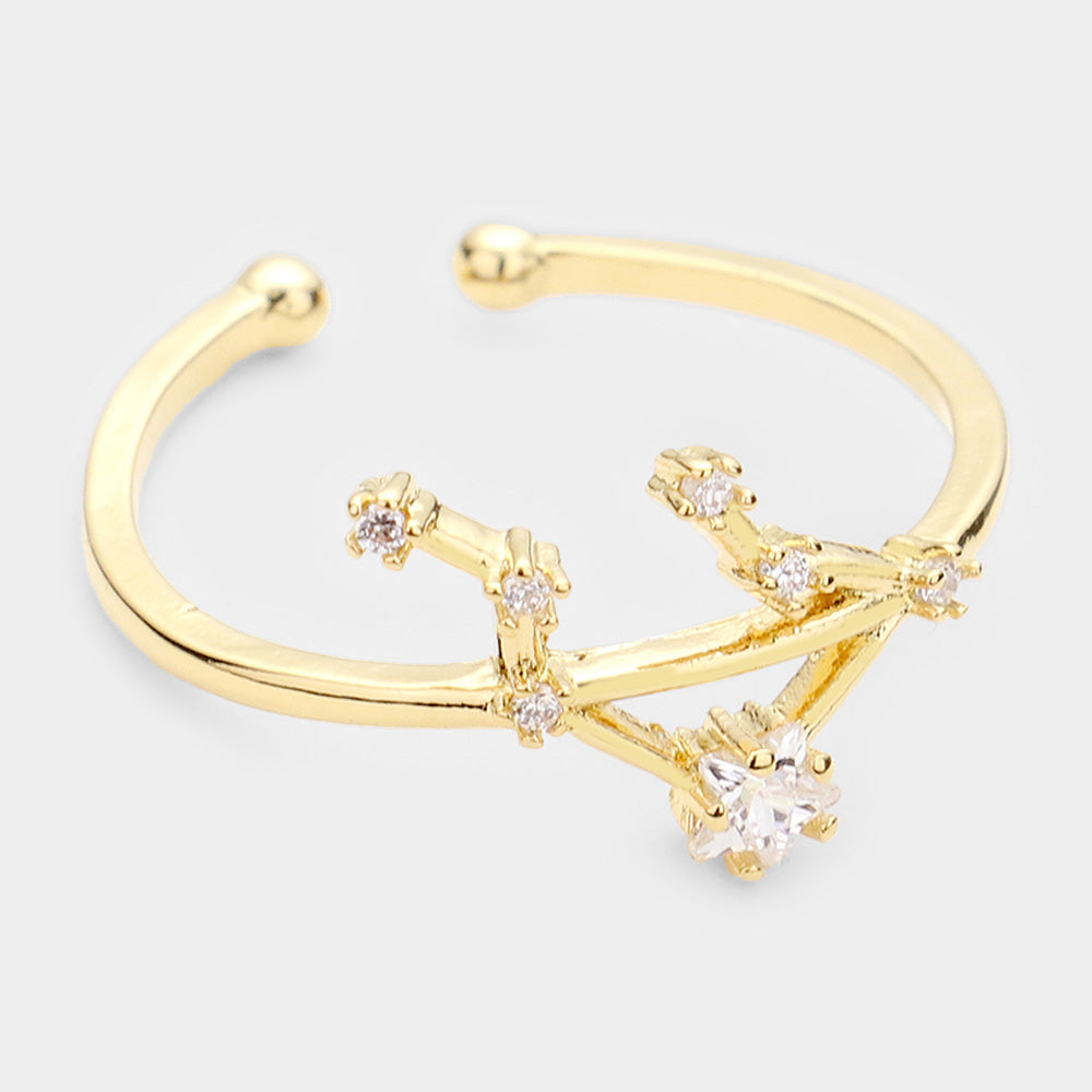 iLLASPARKZ SECRET BOX _ 14K GOLD DIPPED CZ ZODIAC SIGN LIBRA  RING