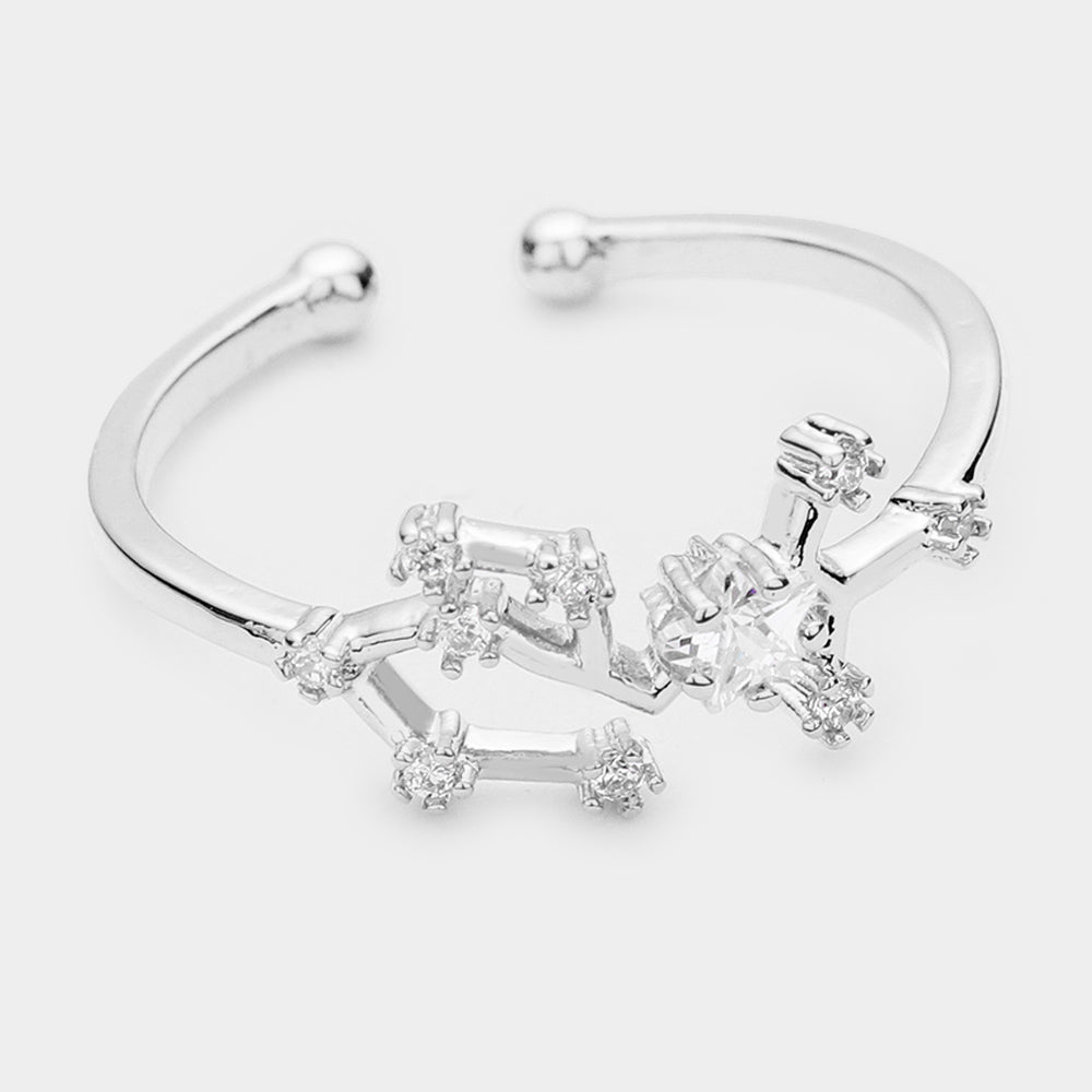 iLLASPARKZ Secret Box _ Sterling Silver Dipped CZ Zodiac Sign Sagittarius Ring
