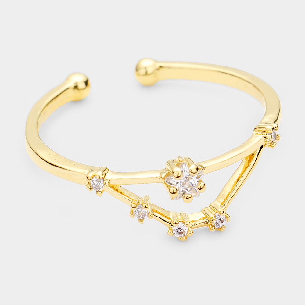 iLLASPARKZ SECRET BOX _ 14K GOLD DIPPED CZ ZODIAC SIGN CAPRICORN SIGN RING