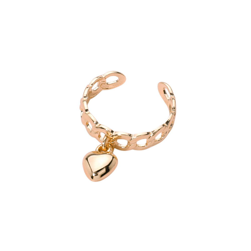 iLLASPARKZ Metal Heart Charm Dangle Adjustable Ring