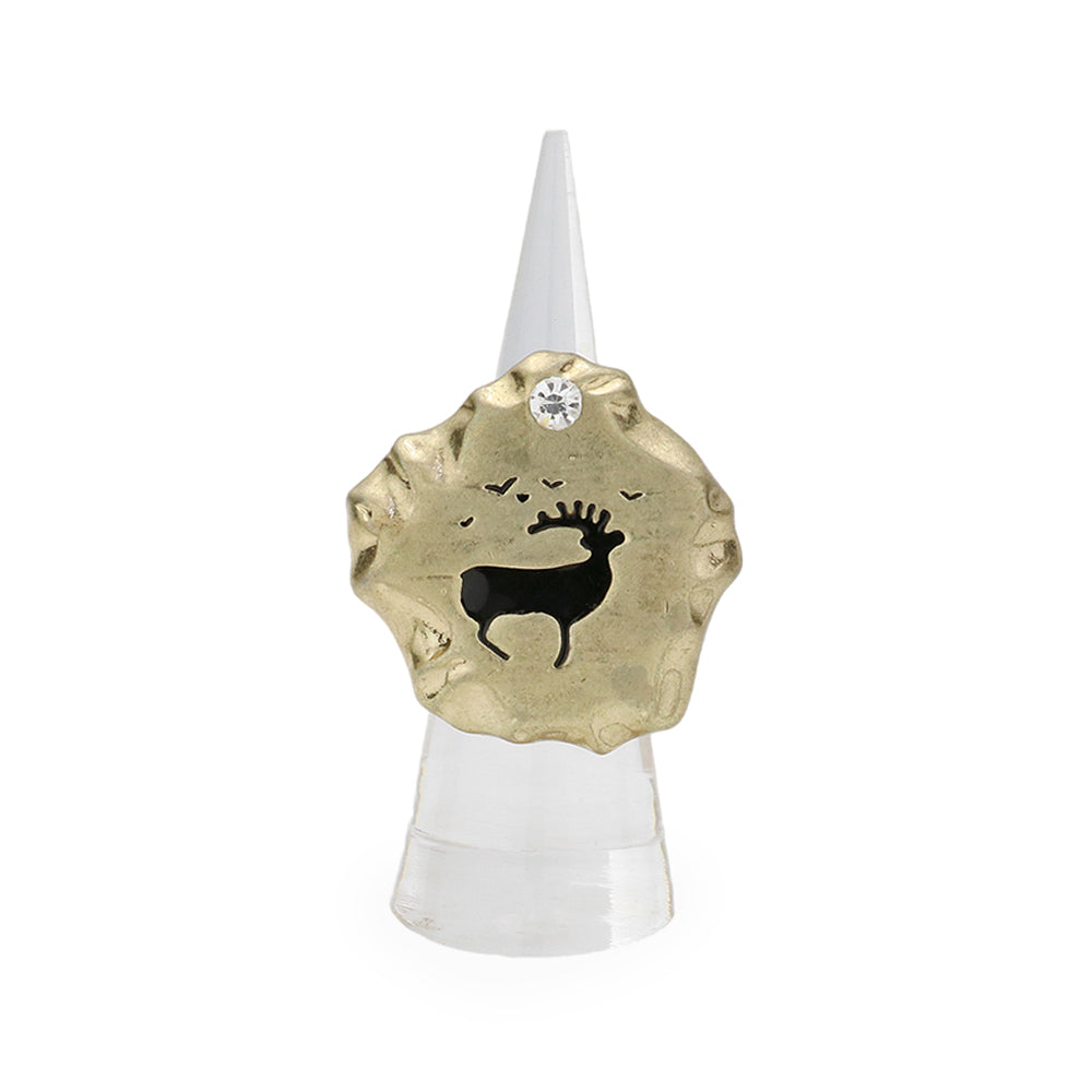 iLLASPARKZ Stone Pointed Deer Printed Stretch Ring