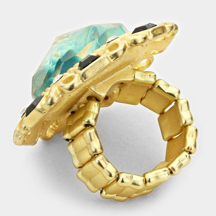 iLLASPARKZ Glitter stone & flower stretch ring