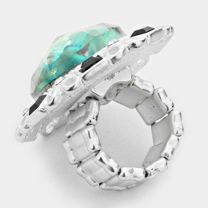 iLLASPARKZ Glitter stone & flower stretch ring