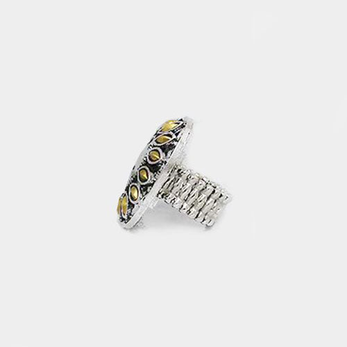 iLLASPARKZ Oval glass crystal & chunky metal stretch ring