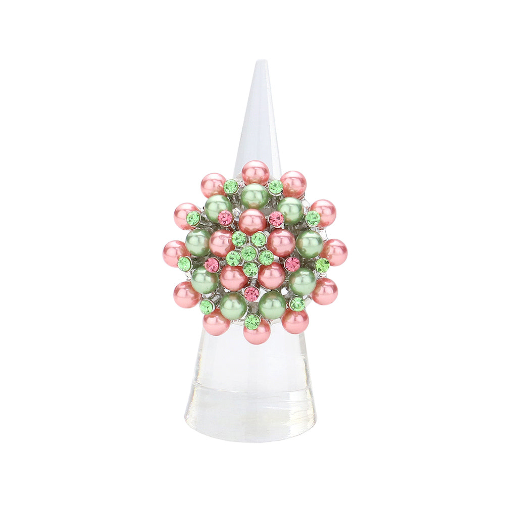 iLLASPARKZ Pearl Bloom Pave Stretch Ring