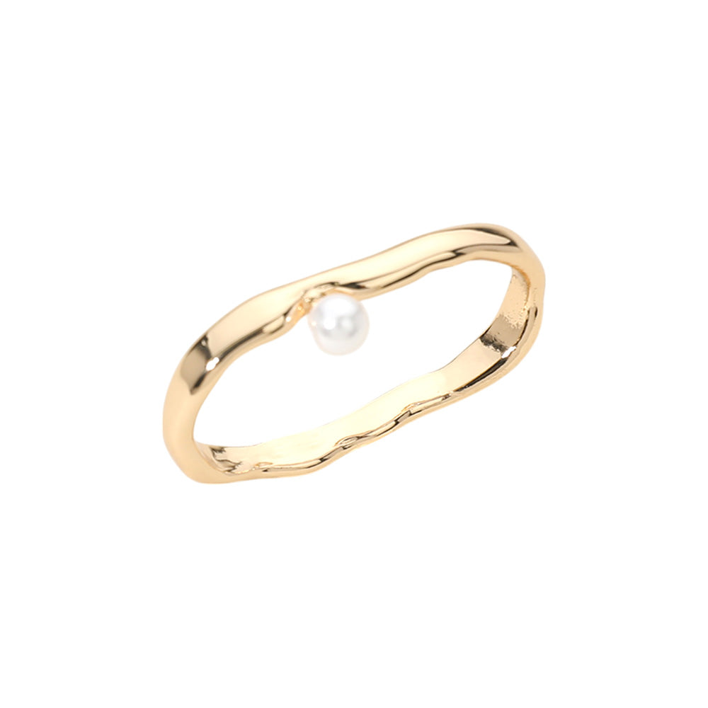 iLLASPARKZ SECRET BOX_14K Gold Dipped Pearl Pointed Two Finger Ring