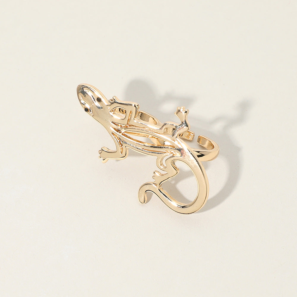 iLLASPARKZ SECRET BOX_14K Gold Dipped Lizard Two Finger Ring