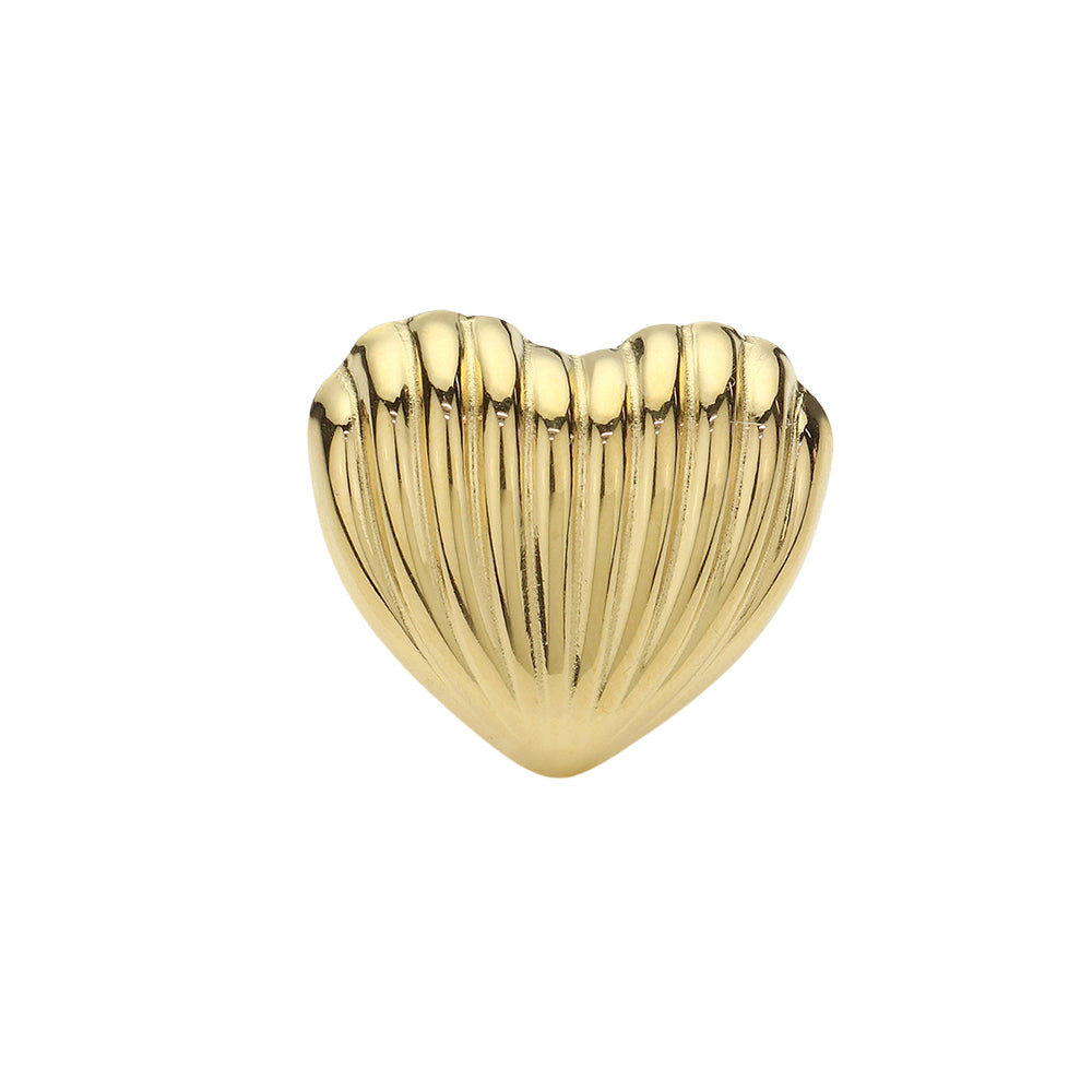 iLLASPARKZ Stainless Steel Ribbed Heart Adjustable Ring