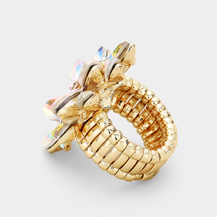 iLLASPARKZ Marquise Crystal Cluster Stretch Ring