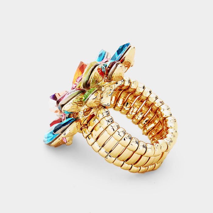 iLLASPARKZ Marquise Crystal Cluster Stretch Ring