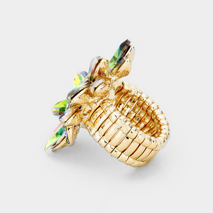 iLLASPARKZ Marquise Crystal Cluster Stretch Ring