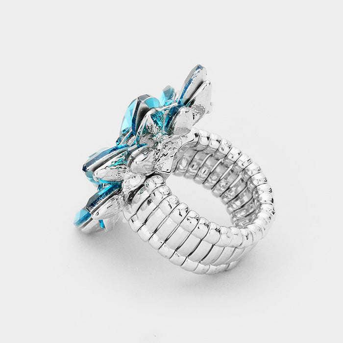 iLLASPARKZ Marquise Crystal Cluster Stretch Ring