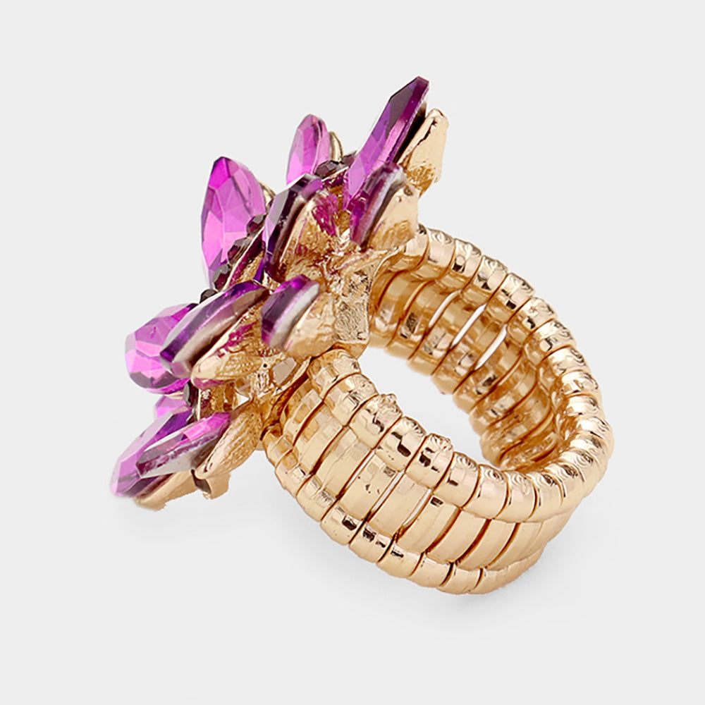 iLLASPARKZ Marquise Crystal Cluster Stretch Ring