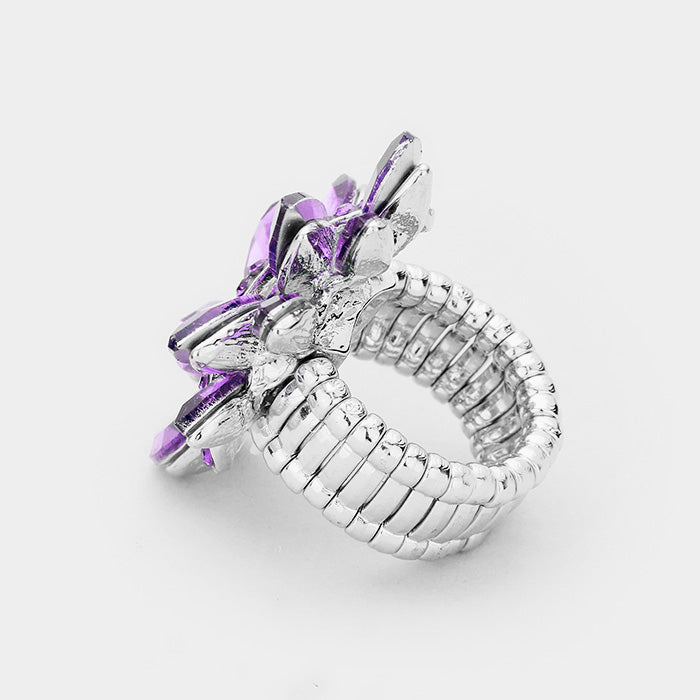 iLLASPARKZ Marquise Crystal Cluster Stretch Ring