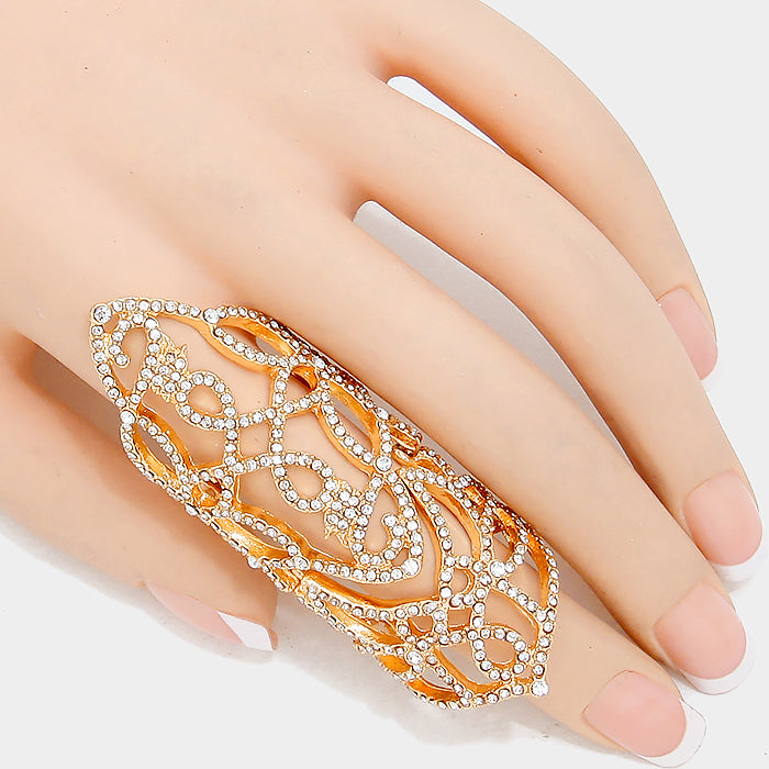 iLLASPARKZ Wide crystal cut out joint stretch ring