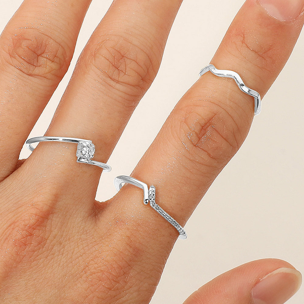 iLLASPARKZ SECRET BOX_3PCS Genuine Silver Dipped Minimalist Stackable Fashion Ring Set