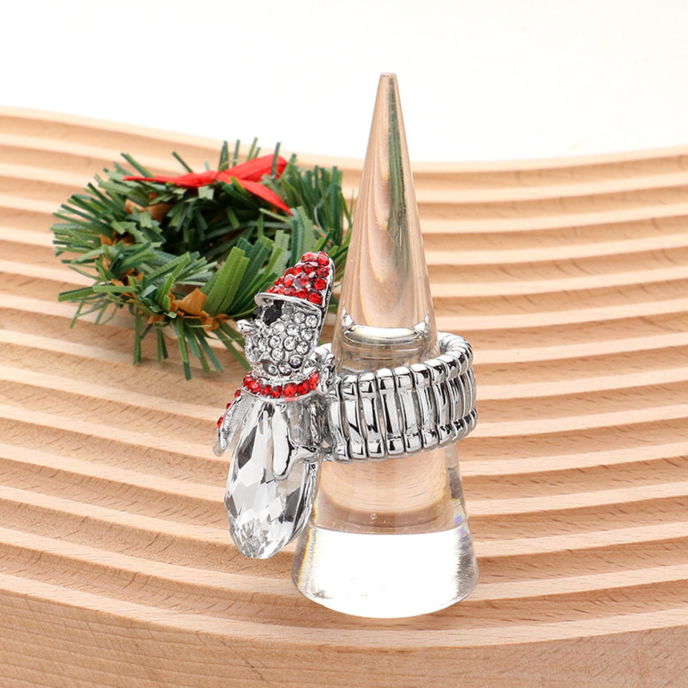 iLLASPARKZ Snowman Teardrop Stone Accented Stretch Ring