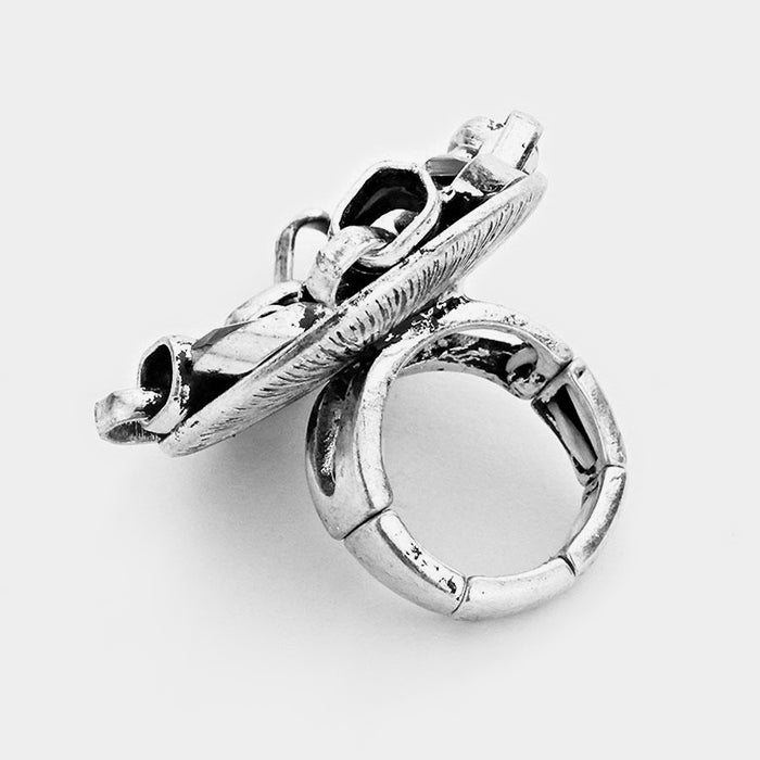 iLLASPARKZ Glass crystal & chunky metal stretch ring