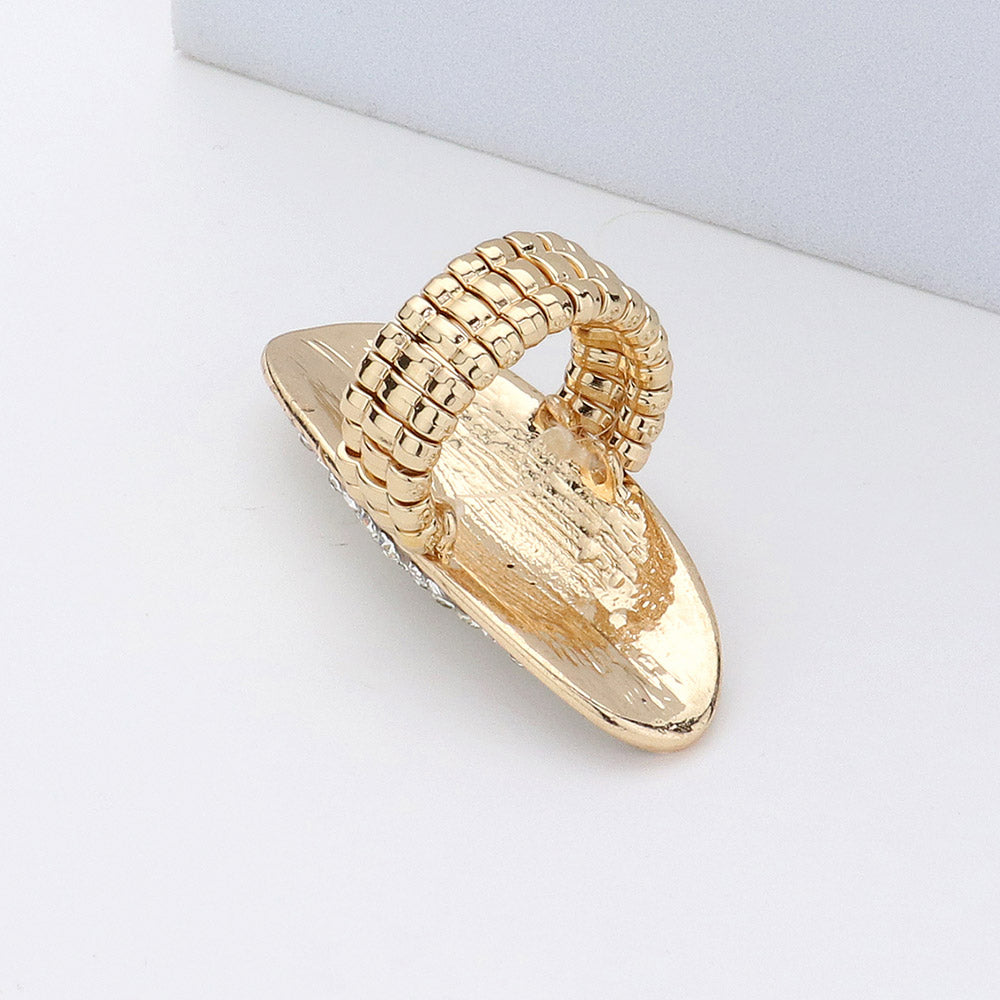 iLLASPARKZ Rhinestone Paved Long Oval Stretch Ring