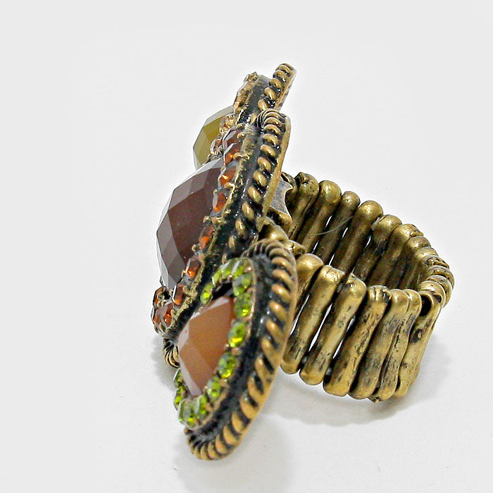 iLLASPARKZ Crystal Trimmed Three Finger Stretch Ring