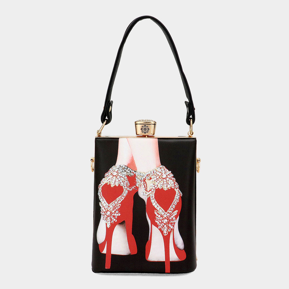 iLLASPARKZ Lady High Heels Printed Top Handle Mini Bag / Crossbody Bag