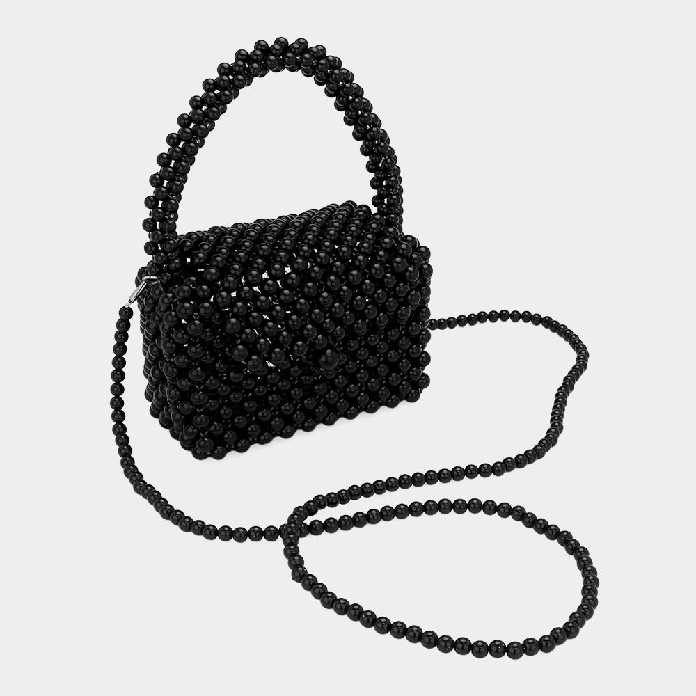 iLLASPARKZ Pearl Beaded Mini Top Handle Handbag / Crossbody Bag