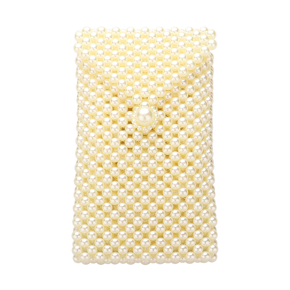 iLLASPARKZ Pearl Beaded Phone Holder Crossbody Bag