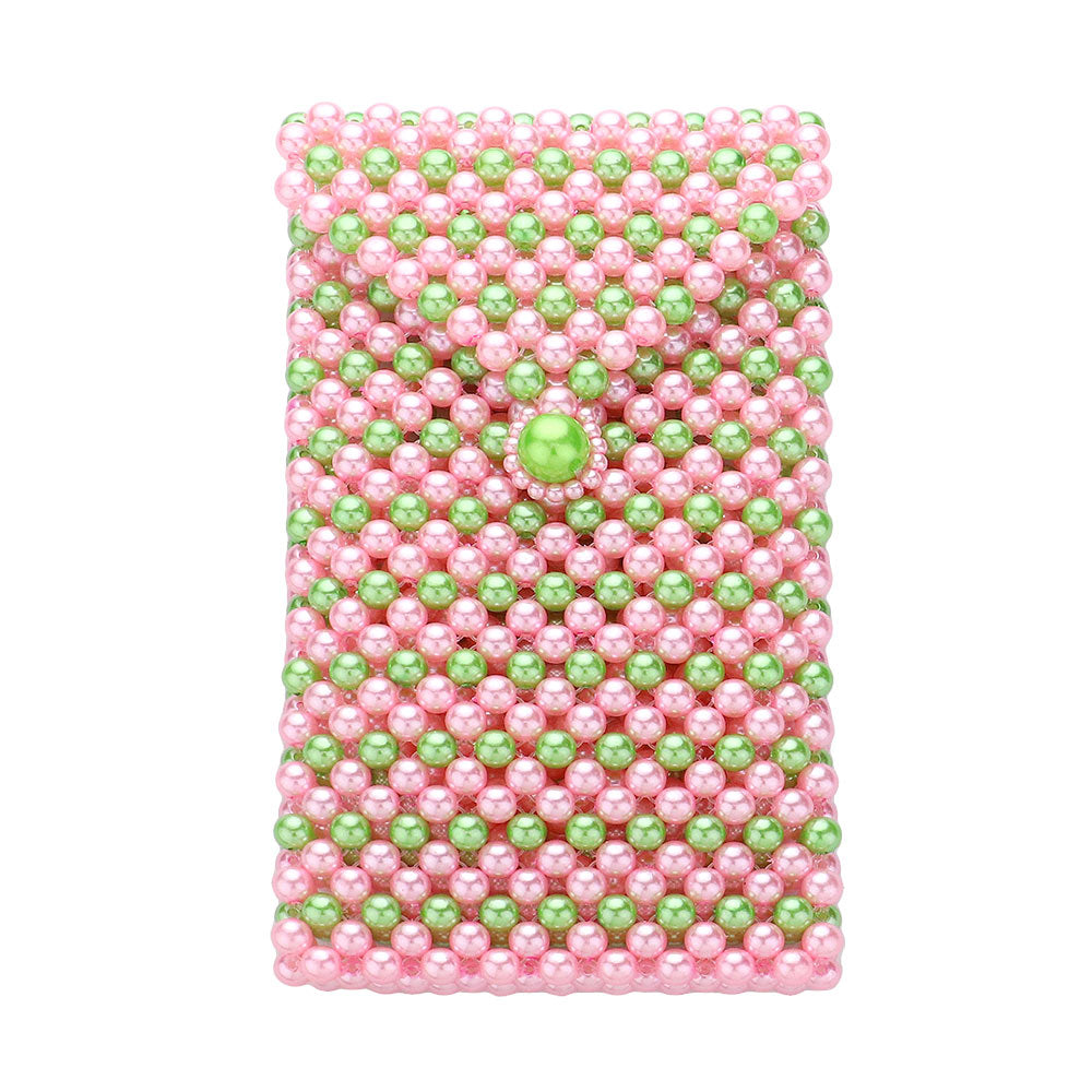 iLLASPARKZ Pearl Beaded Phone Holder Crossbody Bag