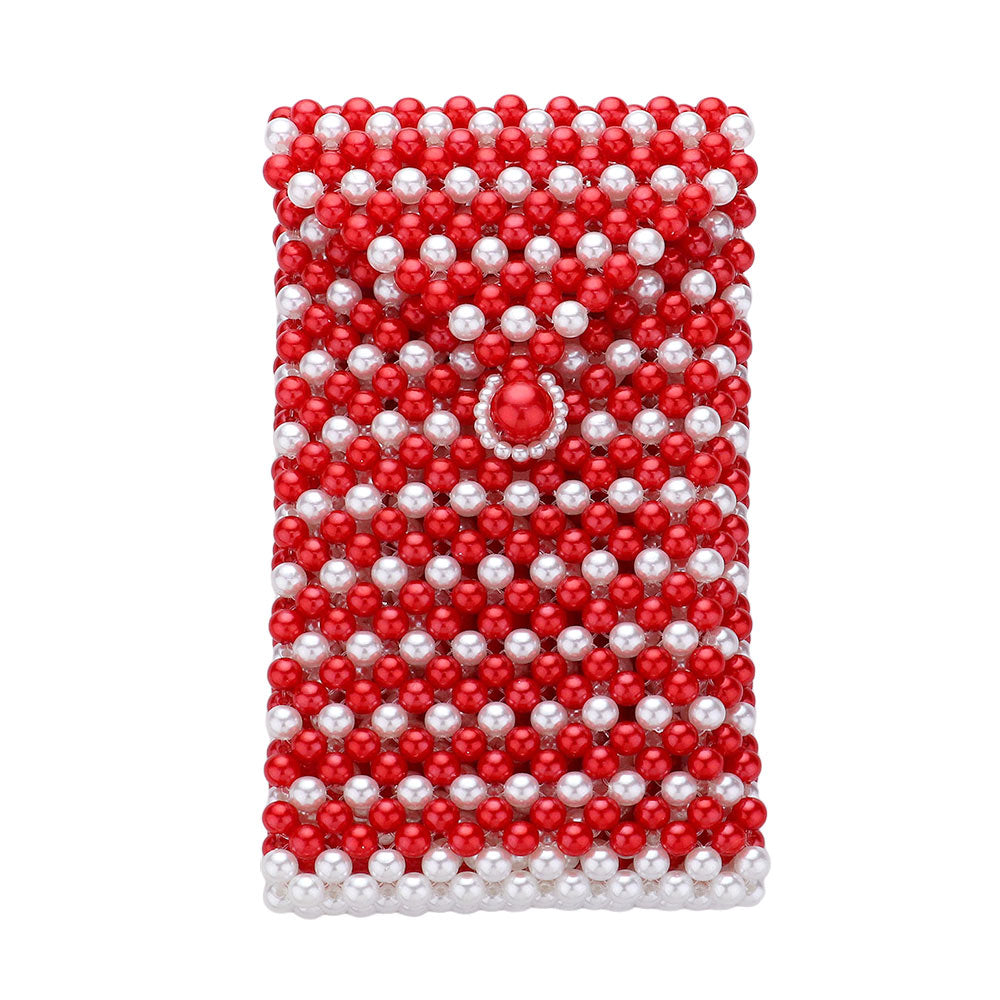 iLLASPARKZ Pearl Beaded Phone Holder Crossbody Bag