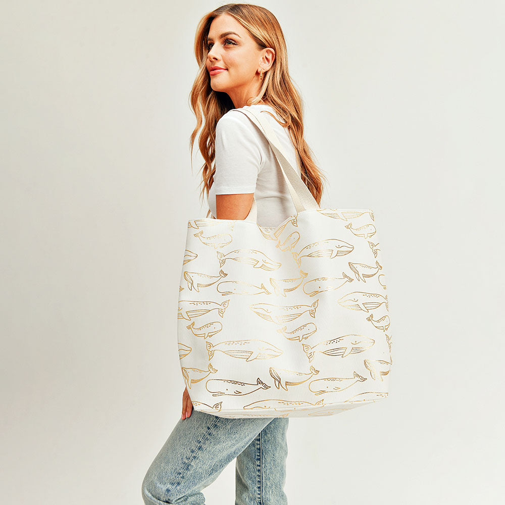 iLLASPARKZ Metallic Whale Beach Tote Bag