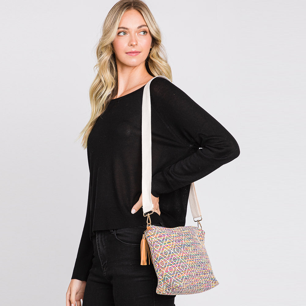 iLLASPARKZ Aztec Patterned Tassel Crossbody Bag