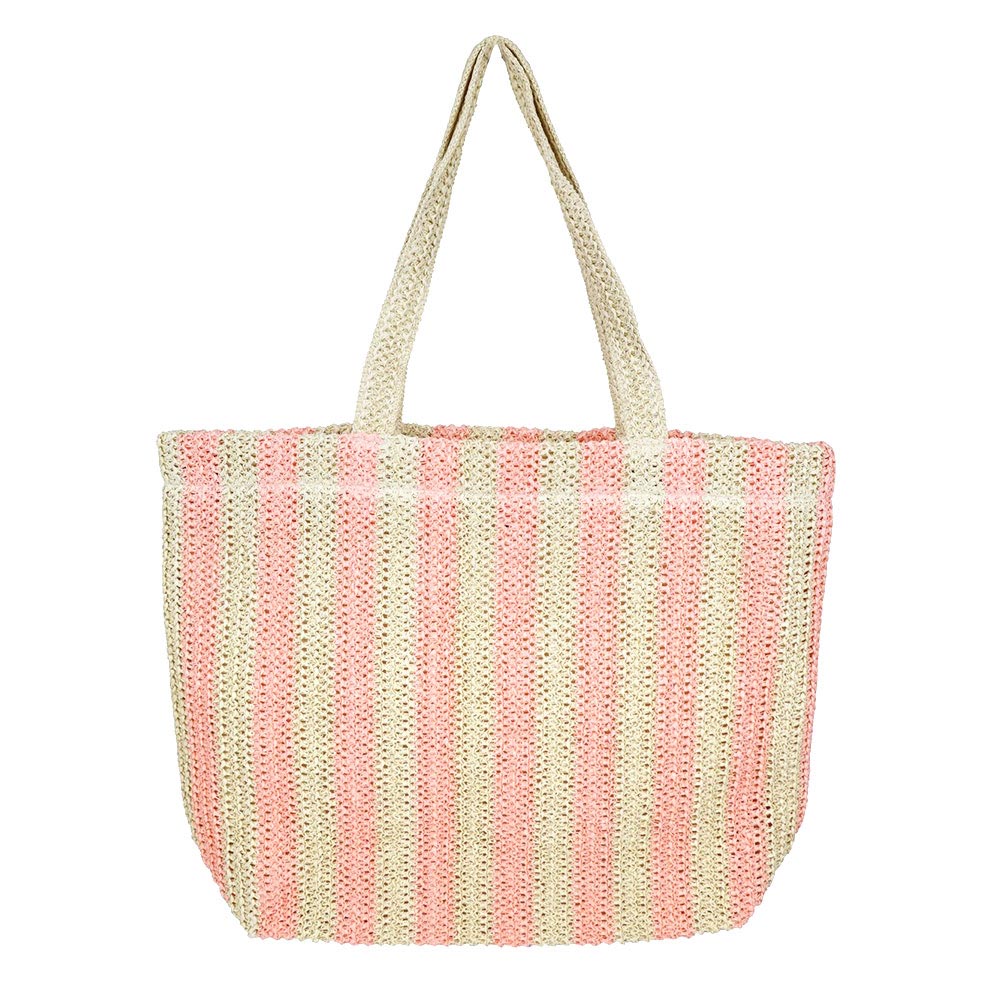 iLLASPARKZ Striped Color Straw Crochet Tote Bag