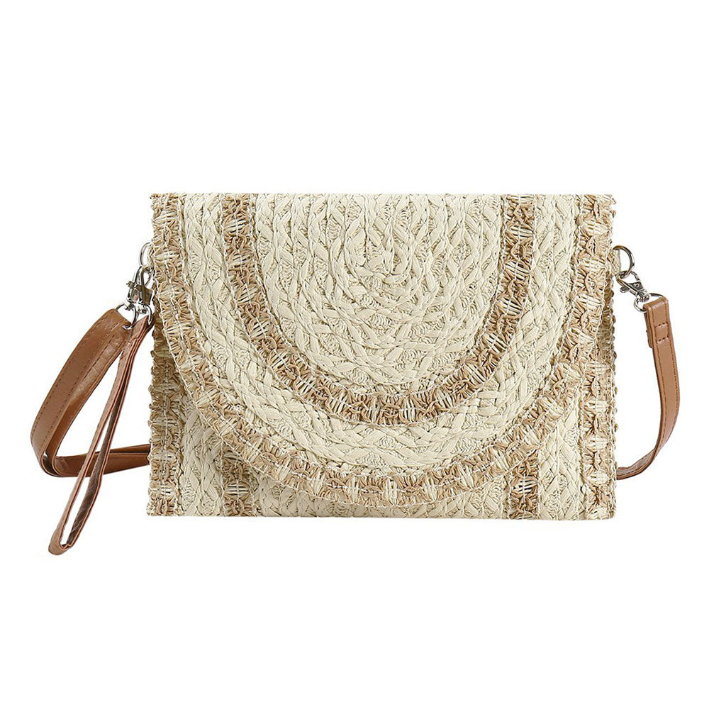 iLLASPARKZ Stitch Detail Straw Clutch / Crossbody Bag