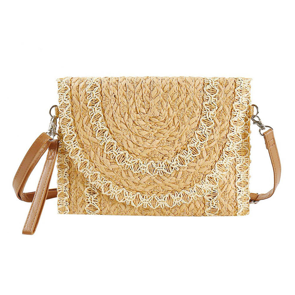 iLLASPARKZ Stitch Detail Straw Clutch / Crossbody Bag