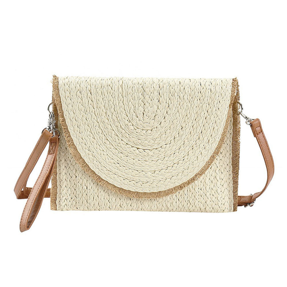 iLLASPARKZ Frayed Trip Two Tone Straw Clutch / Crossbody Bag