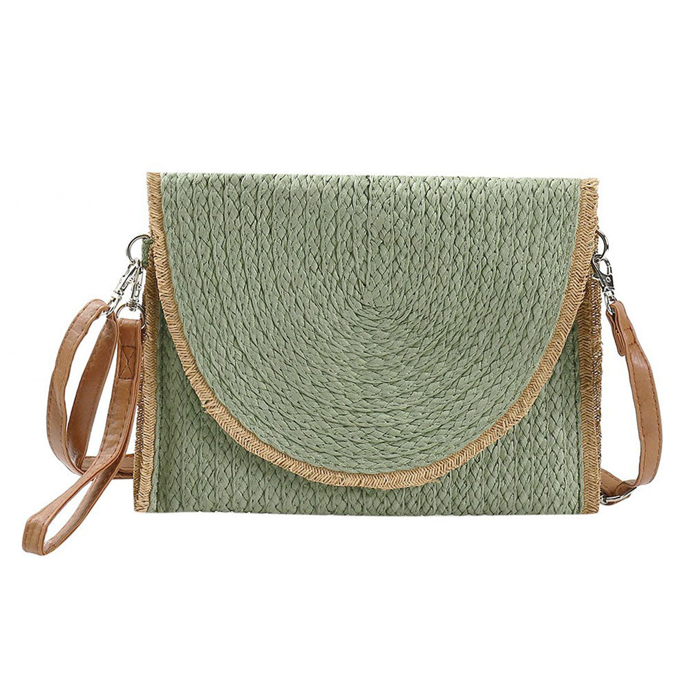 iLLASPARKZ Frayed Trip Two Tone Straw Clutch / Crossbody Bag