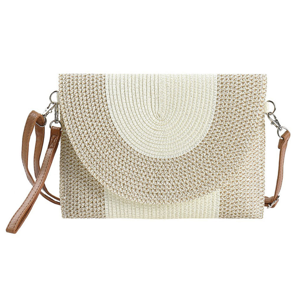 iLLASPARKZ Solid And Mixed Color Two Tone Straw Clutch / Crossbody Bag