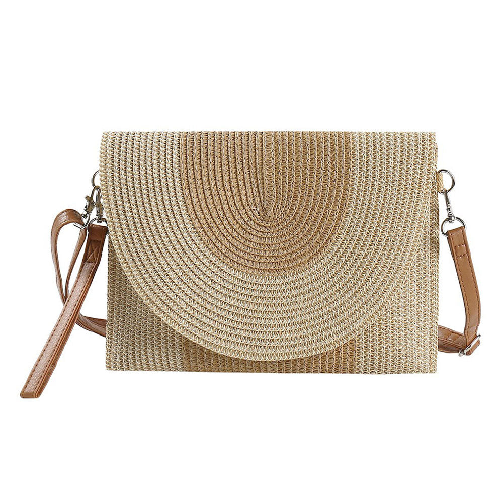 iLLASPARKZ Solid And Mixed Color Two Tone Straw Clutch / Crossbody Bag