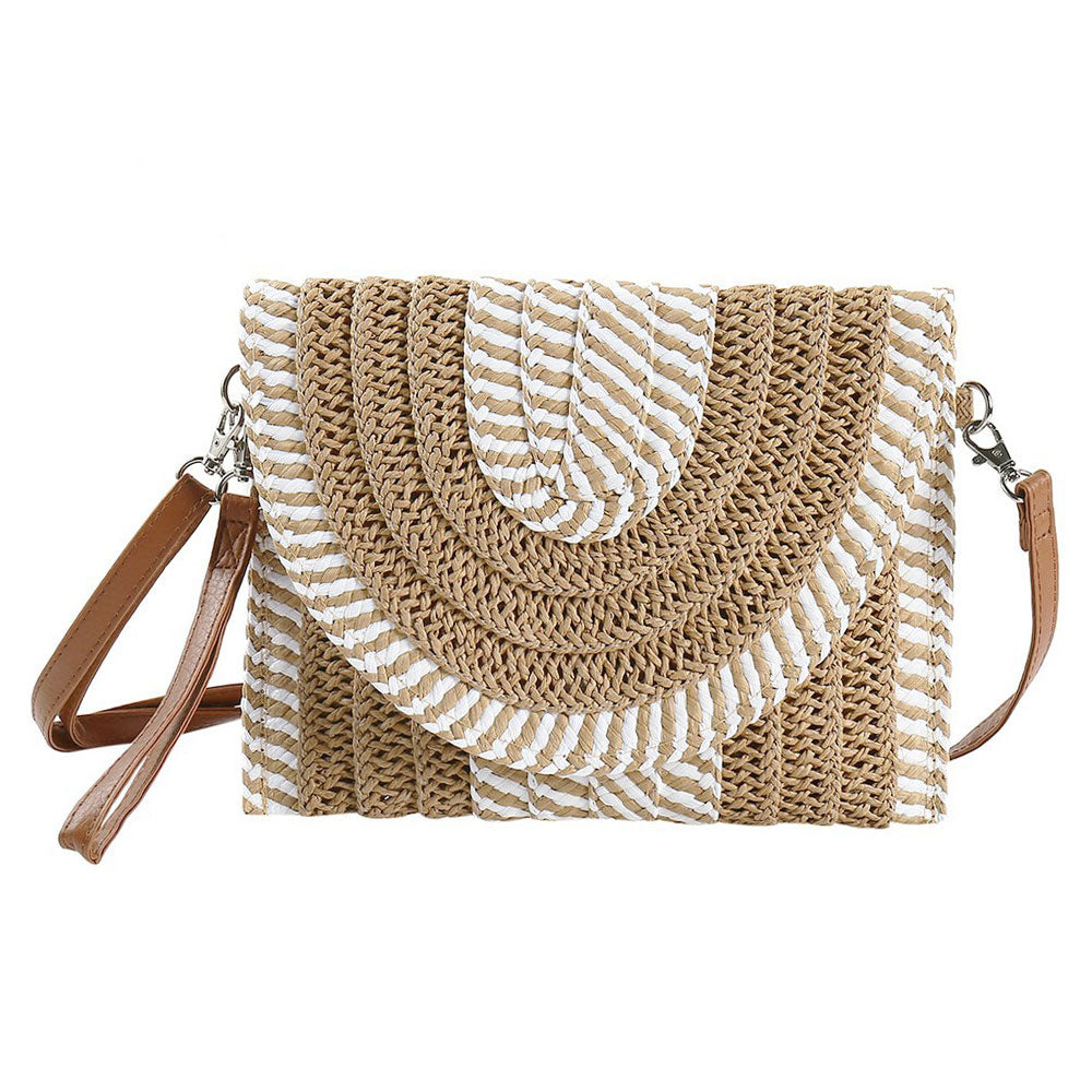 iLLASPARKZ Mixed Striped Straw Clutch / Crossbody Bag