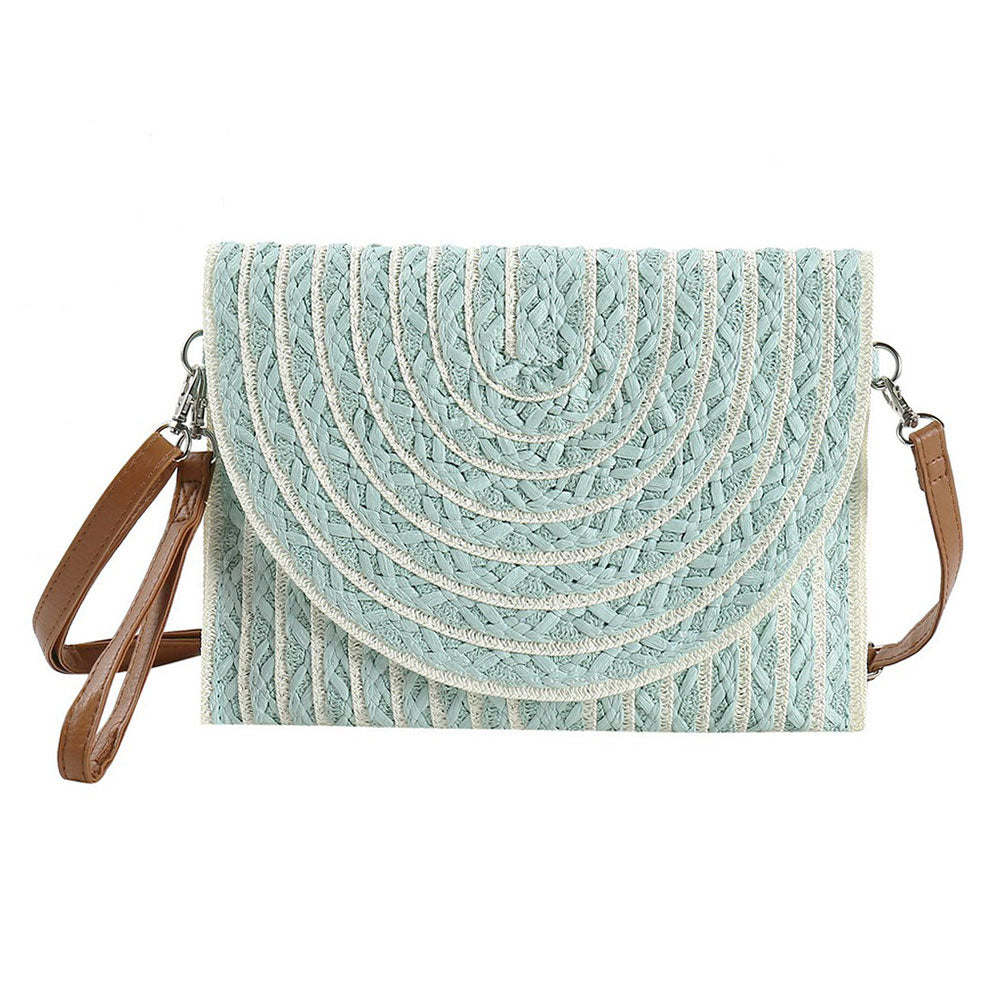 iLLASPARKZ Color Striped Two Tone Straw Clutch / Crossbody Bag