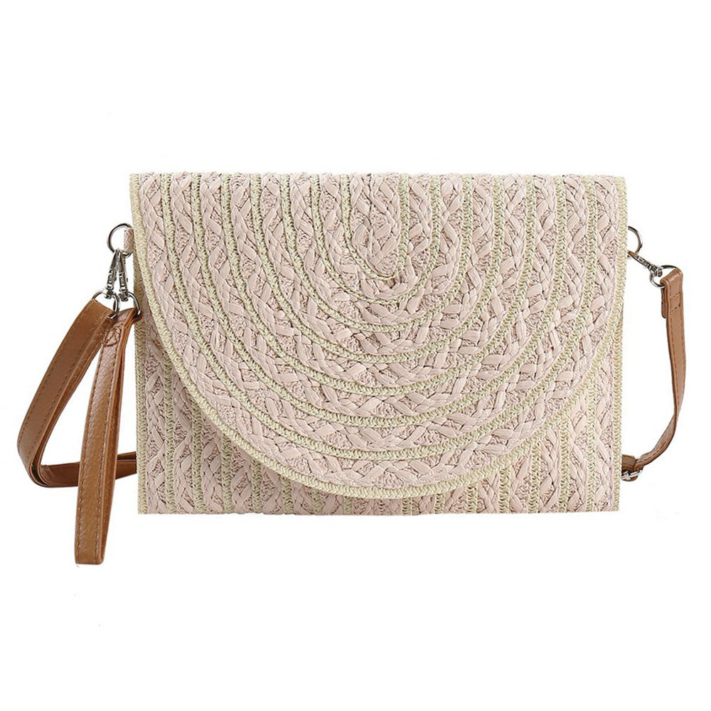 iLLASPARKZ Color Striped Two Tone Straw Clutch / Crossbody Bag