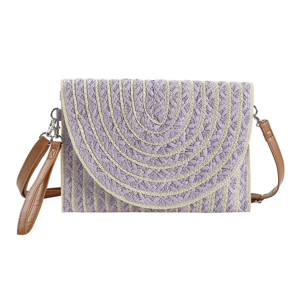 iLLASPARKZ Color Striped Two Tone Straw Clutch / Crossbody Bag