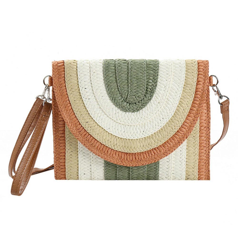 iLLASPARKZ Multi Colored Striped Straw Clutch / Crossbody Bag