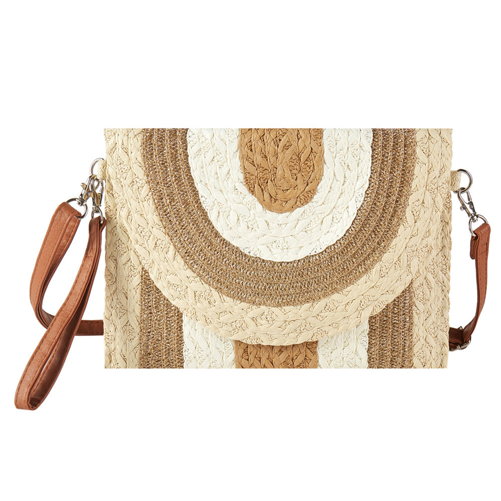 iLLASPARKZ Metallic Lined Multi Color Straw Clutch / Crossbody Bag