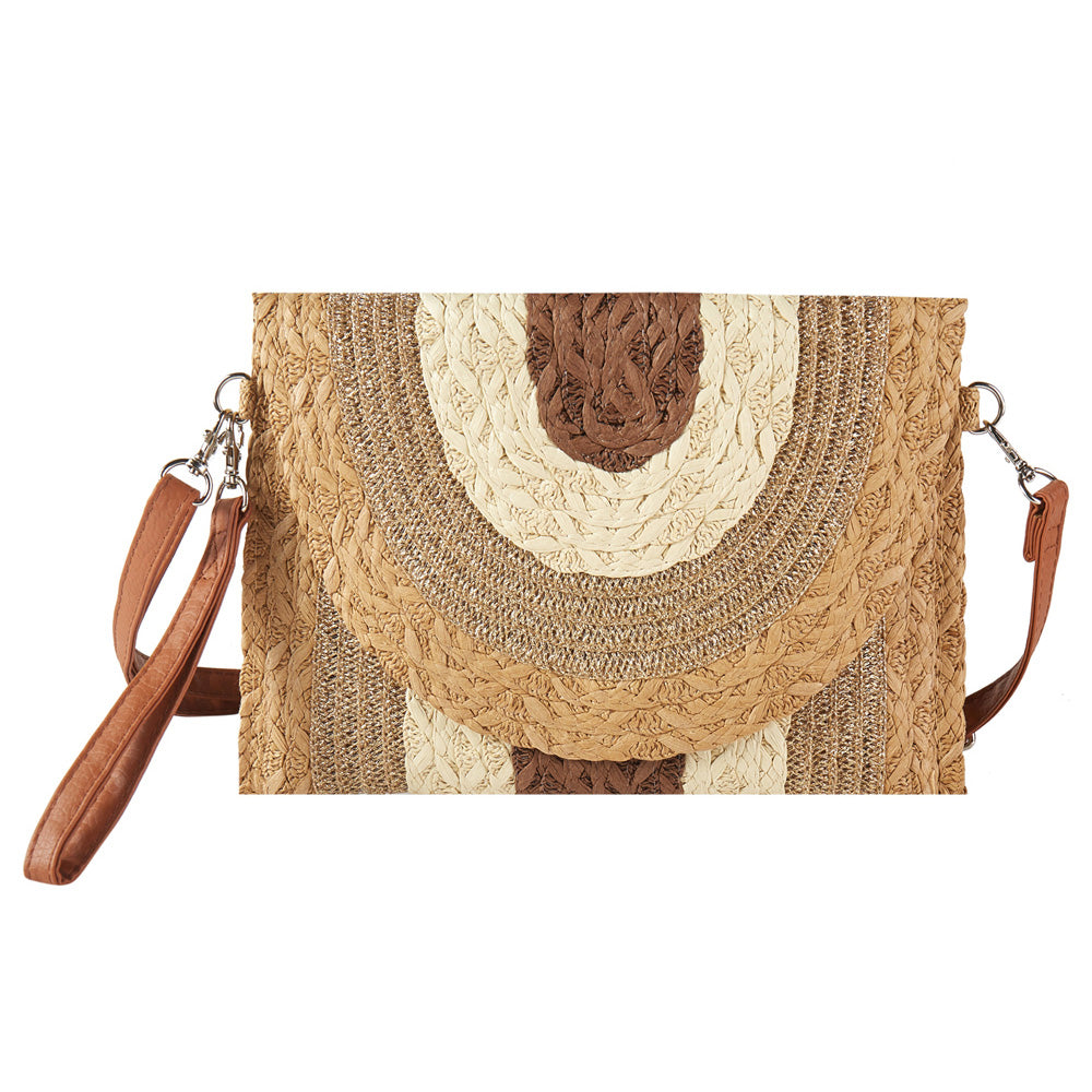 iLLASPARKZ Metallic Lined Multi Color Straw Clutch / Crossbody Bag