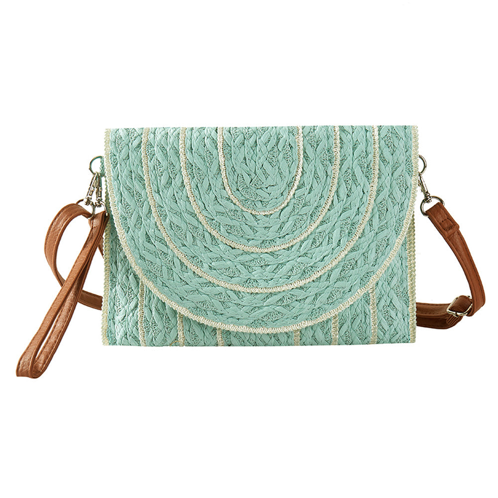 iLLASPARKZ Stitch Detailed Straw Clutch Bag / Crossbody Bag