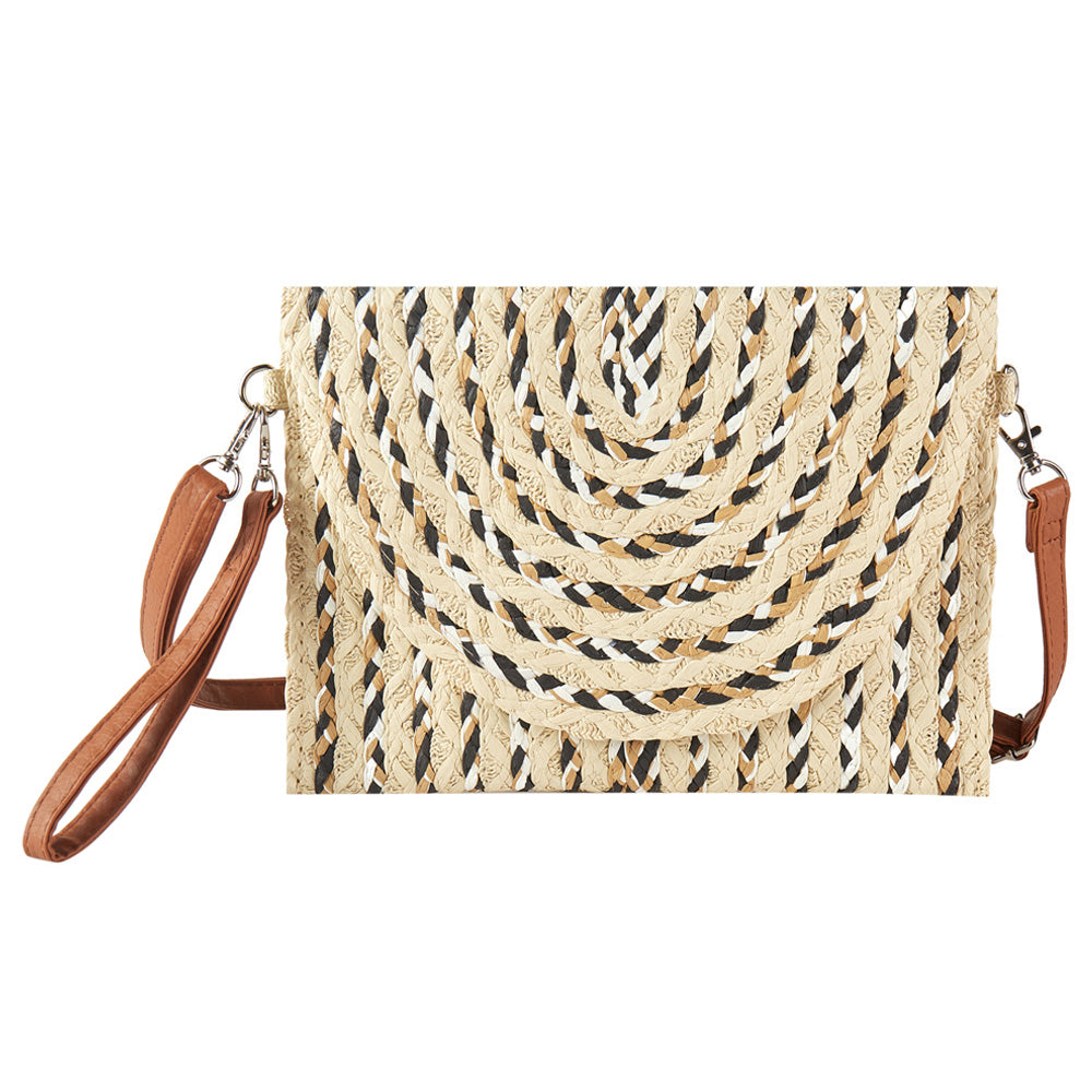 iLLASPARKZ Multi Color Straw Clutch / Crossbody Bag