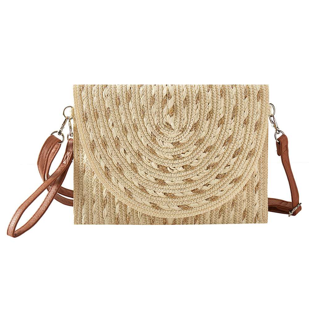 iLLASPARKZ Gold Threads Mixed Straw Clutch Bag / Crossbody Bag